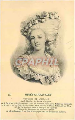 Princesa de Lamballe — Retrato gravado — Museu Carnavalet, n° 437