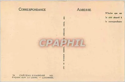 Castelo de Amboise — Facha sobre a Loire — Lucarnes — Imp. Lattrellier, Paris — Verso
