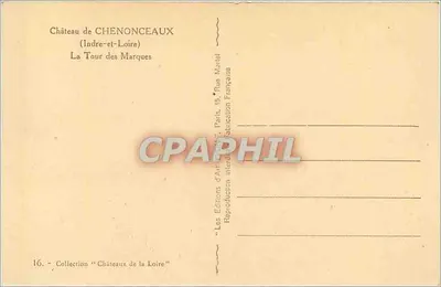 Zamek Chenonceaux — Wieża Marque — Wydawnictwo Art Martel — Rewers