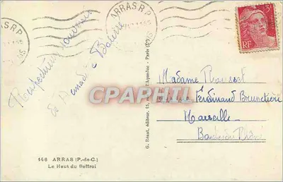 Le Haut du Beffroi — Arras — G. Réaunt, wydawca, nr 148 — Rewers