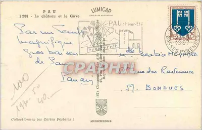Pau - Schloss und Gave — Lumicap, Nr. 1286 — Rückseite