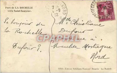Porto di La Rochelle — vista del porto con barche e torre dell'Orologio — editore Ramuntenco — Verso