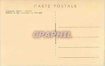 Cartolina d'epoca Castello di Najac, il più impressionante del Rouergue — Verso