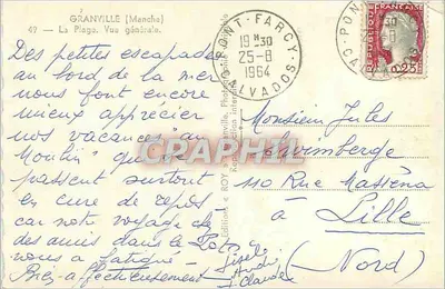 Granville (Manche) — Visão geral da praia — Edições ROY n°30 — Verso