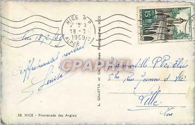 Nice — Promenade des Anglais — hotel i samochody — L. Gilletta et Cie, fotografowie — Rewers