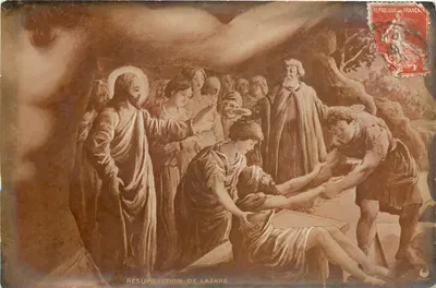 Ressurreição de Lázaro — cena religiosa — editor desconhecido, número de série não visível