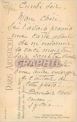Paris/Hauptmotiv — Beleuchtung auf der Seine — Édition d'Art Yvon, N°1, Serie II — Rückseite