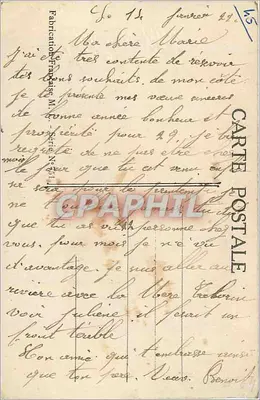Arranjo de flores — Boa Ano — Fabricação Francesa M.L. - Série N° 571 — Verso