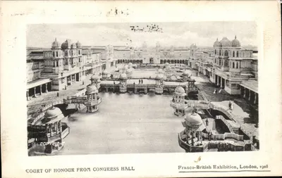 Court of Honour from Congress Hall — Exposição Franco-Britânica, Londres, 1908 — Série Valentines