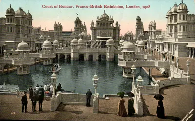 Corte de Honra, Exposição Franco-Britânica, Londres — 1908 — Série Valentine, Dundee & Sons Ltd.
