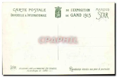 Exposição Universal de Gand - 1913. O Pavilhão da Cidade de Bruxelas — editor STAR — Verso