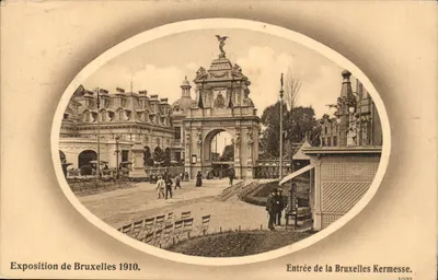 Entrada da Kermesse de Bruxelas — Exposição de Bruxelas 1910 — Editores: Valentine & Sons, Léa, Bruxelas, etc.