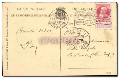 Entrada da Kermesse de Bruxelas — Exposição de Bruxelas 1910 — Editores: Valentine & Sons, Léa, Bruxelas, etc. — Verso