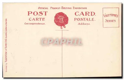 Pavilhão Real, Exposição Franco-Britânica, Londres — 1908 — Valentine's Sons Ltd, Série Valentine's — Verso