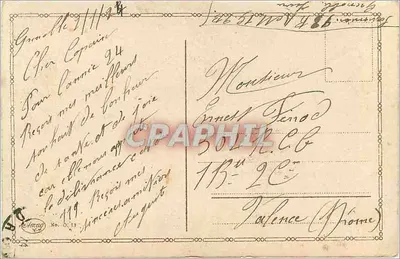 Criança em traje de Papai Noel — sob um abeto nevado — editor Esmag, n°13 — Verso