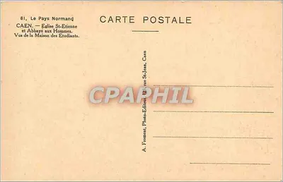 Caen — Kościół Świętego Etienne i Klasztor Mężczyzn — Widok Domu Studentów — Rewers
