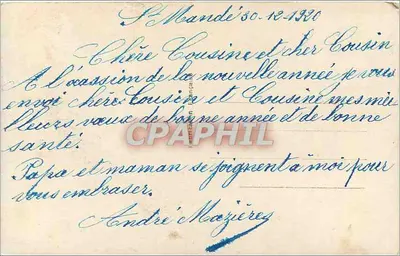 Goed jaar — paarse bloemen in een wieltje — uitgever Furia n°1112 — Achterkant
