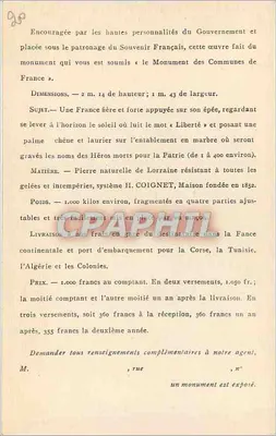 Monumento das Comunas da França — Estátua da Liberdade — L. Maubert, escultor — Verso