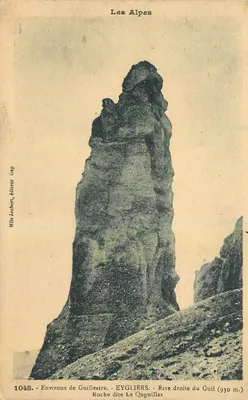 As Alpes — Rocha denominada Le Quiguillas — Mlle Joubert, editor Gap, n.º 1048
