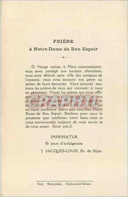 Dijon — Kościół Najświętszej Maryi Panny Dobrego Nadziei 1913 — Drukarnia Bourgeois, Chalon-sur-Saône — Rewers