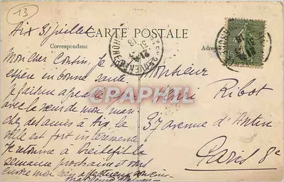 Aix-en-Provence — La Cour d'Honneur del Ayuntamiento — editor anónimo, n° 1315 — Reverso
