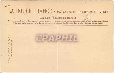Les Baux (Bouches-du-Rhône) — Paysages et Pierres de Provence — Édition d'Art YVON, Neully-sur-Marne — Verso