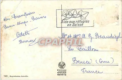 Lausanne — algemene uitzicht en de Alpen — uitgever Jaeger, n° 7401 — Achterkant
