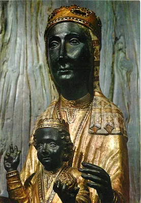 Virgem e Menino Jesus — estátua em madeira dourada — Edições FISA, Barcelona