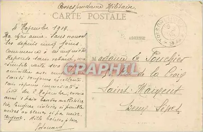 Nancy — Bombardowanie 9-10 września 1914 — Rue St-Nicolas, Fabryka obuwia Doerflinger — Drukkeria Zjednoczona Nancy — Rewers