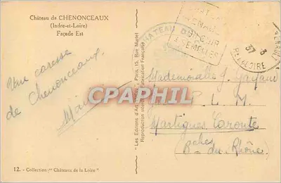 Zamek Chenonceaux — Front Północny — Wydawnictwo Art Marlet — Rewers
