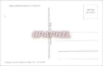 Wasserschloss Mespelbrunn w Spessart — widok z lotu ptaka — E.W.S. Bildverlag Darmstadt — Rewers