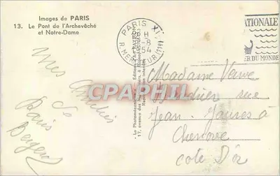 Notre-Dame de Paris — vue du Pont d'Archevêché — éditeur Rayman, n°13 — Verso