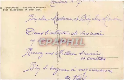 Toulouse — Widok na Garonne. Most św. Piotra i Nowy Most — nr 30 — Rewers