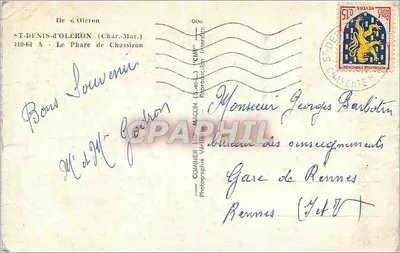 Nowoczesna pocztówka Wyspa Oleron, Saint-Denis-d'Oleron, Farys Chassiron — Rewers