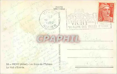Vichy (Allier) — Bany w klasie pierwszej — Hala wejściowa — Pasquier, 24 — Rewers