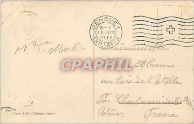 Genewa — Île Rousseau i most Mont-Blanc — B. & F. 6027 — Rewers