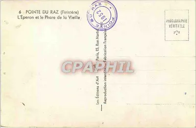 Ponta do Raz (Finistère) — O Éperon e o Farol da Velha — Les Éditions d'Art — Verso