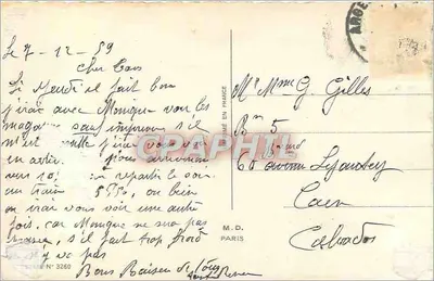 Róża czerwona — z kroplami wody — wydawca M.D. Paryż, nr 3260 — Rewers