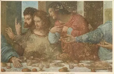 Último Jantar — detalhe da pintura de Leonardo da Vinci — Gallerie e Monumenti Lombardi, Milão