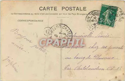 Bilhete postal antigo Lannion Brelevenez A Igreja — Verso