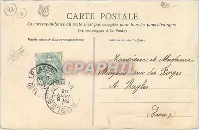 Bilhete postal antigo Plouha - A Igreja — Verso