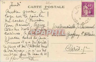 Erquy - Rochos na Ponta da Heussaye — A. W. - 8933 — Verso