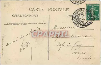Clermont-Ferrand - Place Delille — uitgever Gendre, n° 63 — Achterkant