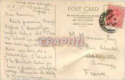 Oriel College, Oxford — vista della facciata principale — editore sconosciuto, n° 2 — Verso