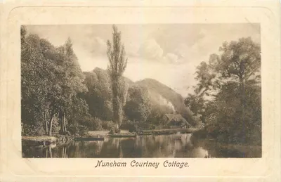 Nuneham Courtney Cottage — vista da rio e do cottage — Frith & Co. Ltd. série Frith's Series n° 2974