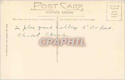 Oxford. Christ Church, Tom Quad — Fundado R.D. 1546 — Frith's Series, No. 4869 — Verso