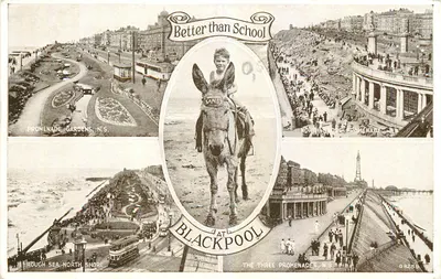 Blackpool — As três promenades — editor Valentine & Sons Ltd, n° 98255