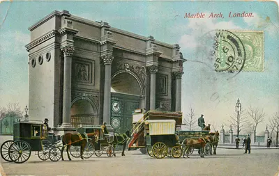Arco de mármore, Londres — vista da arco com carruagens a cavalo — H. Nordigen & Co. Ltd.