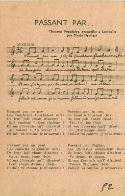 Passando por... — Canção popular recolhida em Lamballe por Marie Droïart