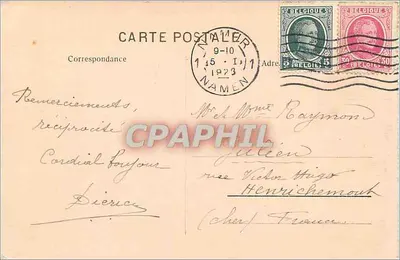 Namur - La Sambre — widok kanału z łodziami i budynkami — n°26 — Rewers